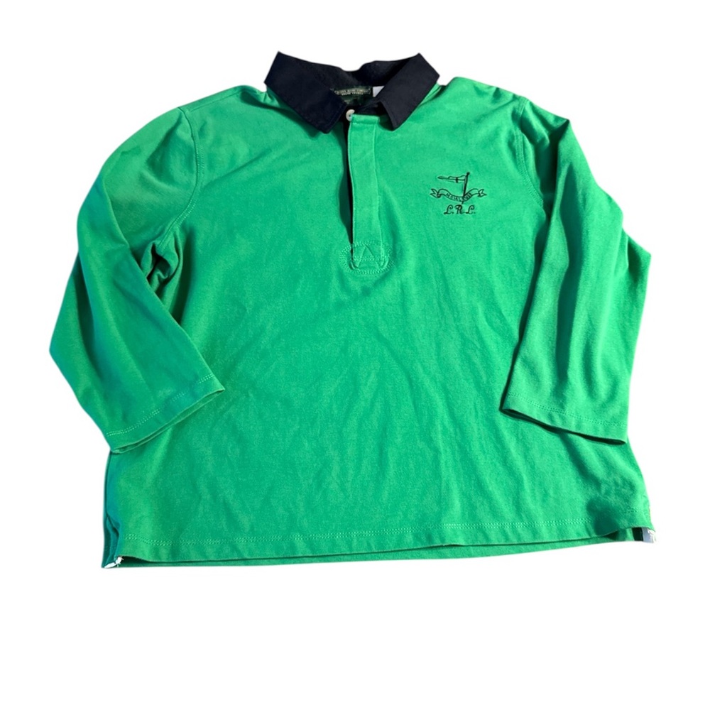 Lauren Jeans Company by Ralph Lauren Green and Navy Polo Top